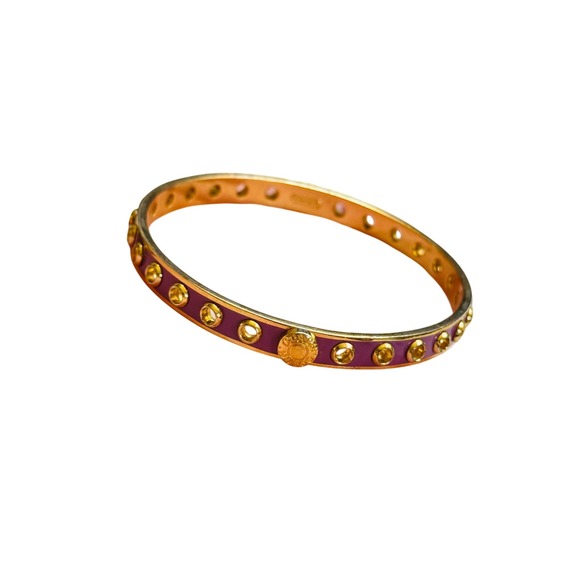 Coach Grommet Bangle Bracelet purple enamel gold High end designer rare - Picture 1 of 7